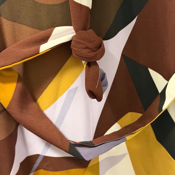 Nine West Abstract Print Button-Down Dress With Ruffle Hem 3/4 Sleeves Sz M dres - Picture 11 of 12